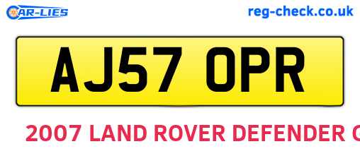 AJ57OPR are the vehicle registration plates.