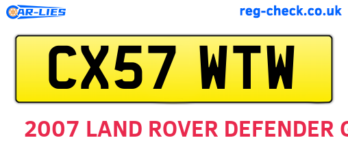 CX57WTW are the vehicle registration plates.