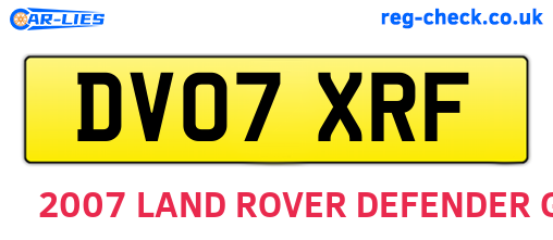 DV07XRF are the vehicle registration plates.