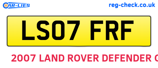 LS07FRF are the vehicle registration plates.
