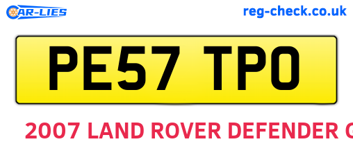 PE57TPO are the vehicle registration plates.