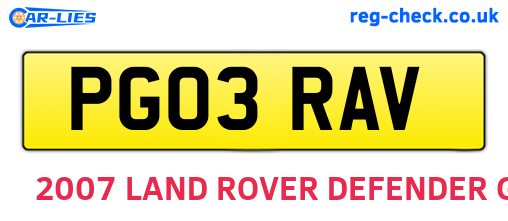 PG03RAV are the vehicle registration plates.