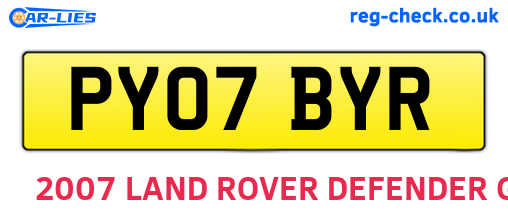 PY07BYR are the vehicle registration plates.