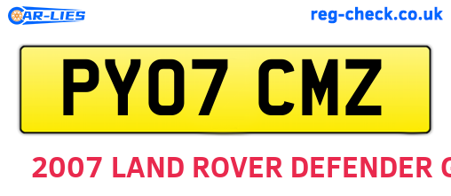 PY07CMZ are the vehicle registration plates.