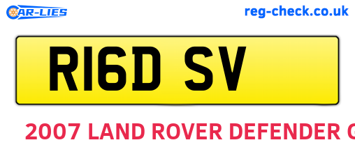 R16DSV are the vehicle registration plates.