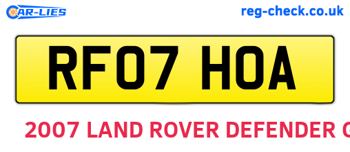 RF07HOA are the vehicle registration plates.