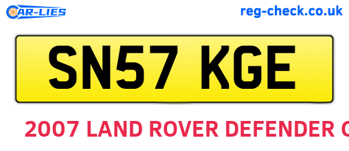SN57KGE are the vehicle registration plates.