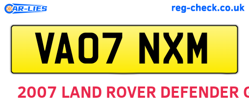 VA07NXM are the vehicle registration plates.