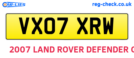 VX07XRW are the vehicle registration plates.