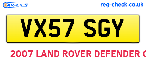 VX57SGY are the vehicle registration plates.