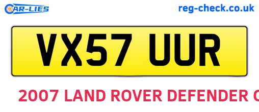 VX57UUR are the vehicle registration plates.