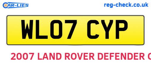 WL07CYP are the vehicle registration plates.
