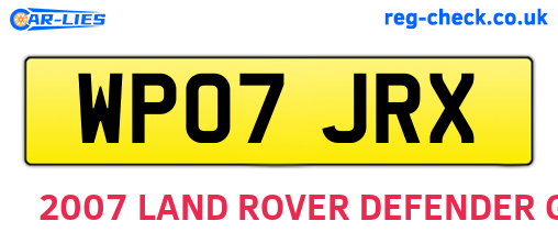 WP07JRX are the vehicle registration plates.