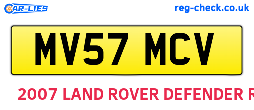 MV57MCV are the vehicle registration plates.