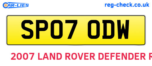 SP07ODW are the vehicle registration plates.