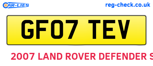 GF07TEV are the vehicle registration plates.