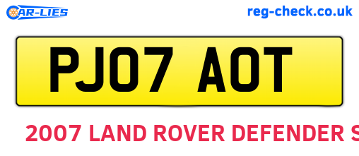 PJ07AOT are the vehicle registration plates.