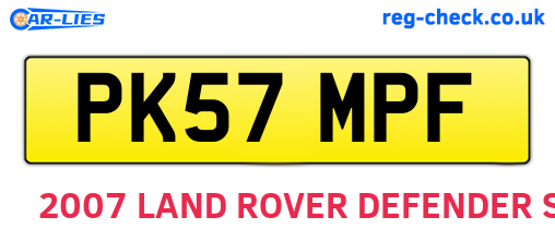 PK57MPF are the vehicle registration plates.