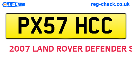 PX57HCC are the vehicle registration plates.