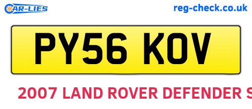 PY56KOV are the vehicle registration plates.