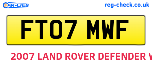 FT07MWF are the vehicle registration plates.