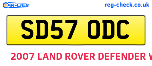 SD57ODC are the vehicle registration plates.