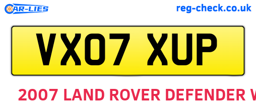 VX07XUP are the vehicle registration plates.