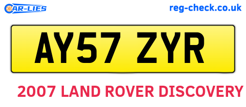 AY57ZYR are the vehicle registration plates.