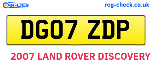 DG07ZDP are the vehicle registration plates.