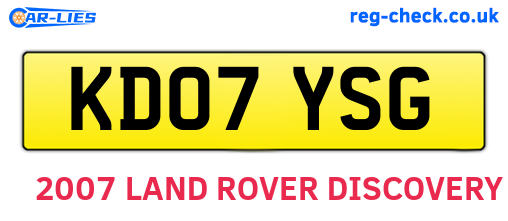 KD07YSG are the vehicle registration plates.