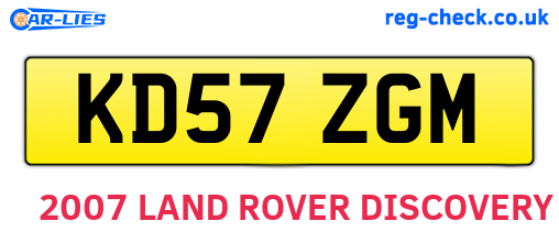 KD57ZGM are the vehicle registration plates.
