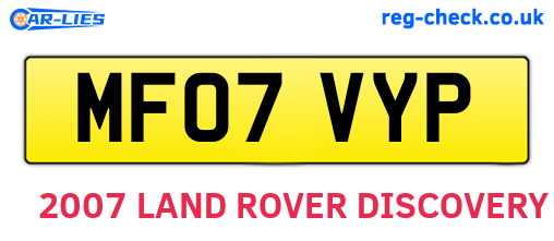 MF07VYP are the vehicle registration plates.