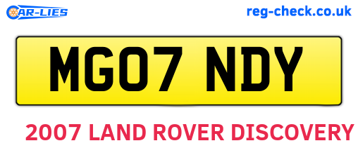 MG07NDY are the vehicle registration plates.