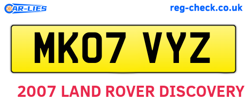 MK07VYZ are the vehicle registration plates.