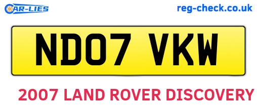ND07VKW are the vehicle registration plates.