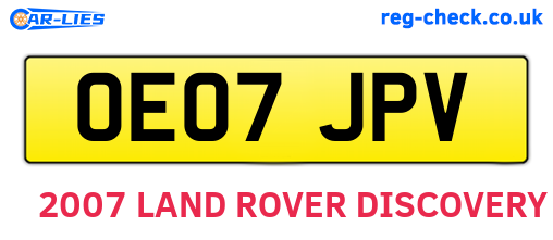 OE07JPV are the vehicle registration plates.