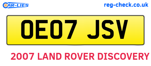 OE07JSV are the vehicle registration plates.