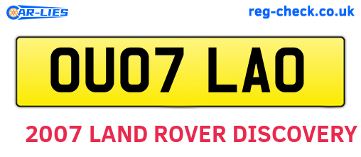 OU07LAO are the vehicle registration plates.