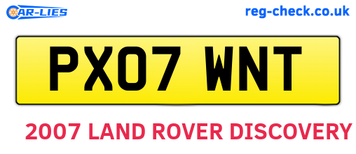 PX07WNT are the vehicle registration plates.
