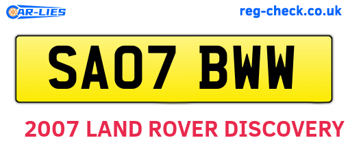 SA07BWW are the vehicle registration plates.