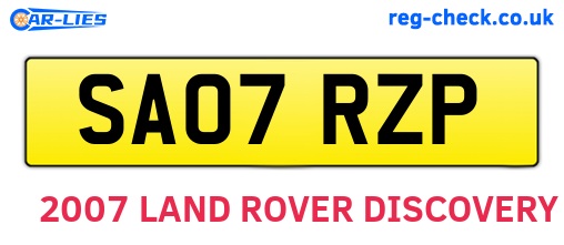 SA07RZP are the vehicle registration plates.
