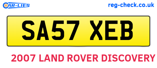 SA57XEB are the vehicle registration plates.