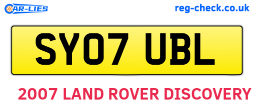 SY07UBL are the vehicle registration plates.