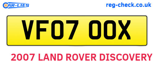 VF07OOX are the vehicle registration plates.