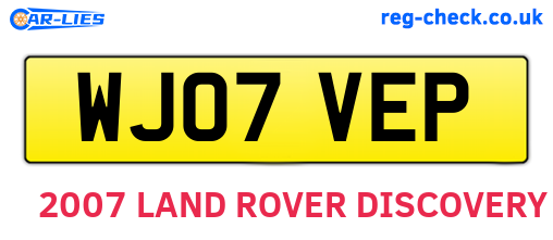 WJ07VEP are the vehicle registration plates.