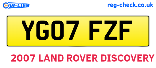 YG07FZF are the vehicle registration plates.