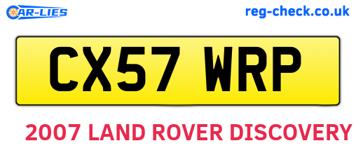 CX57WRP are the vehicle registration plates.