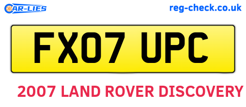 FX07UPC are the vehicle registration plates.