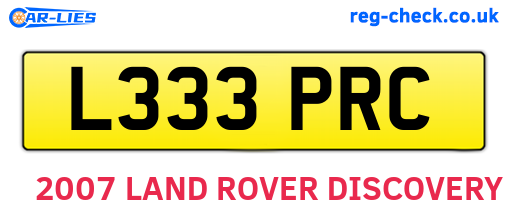 L333PRC are the vehicle registration plates.