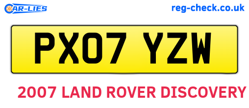 PX07YZW are the vehicle registration plates.